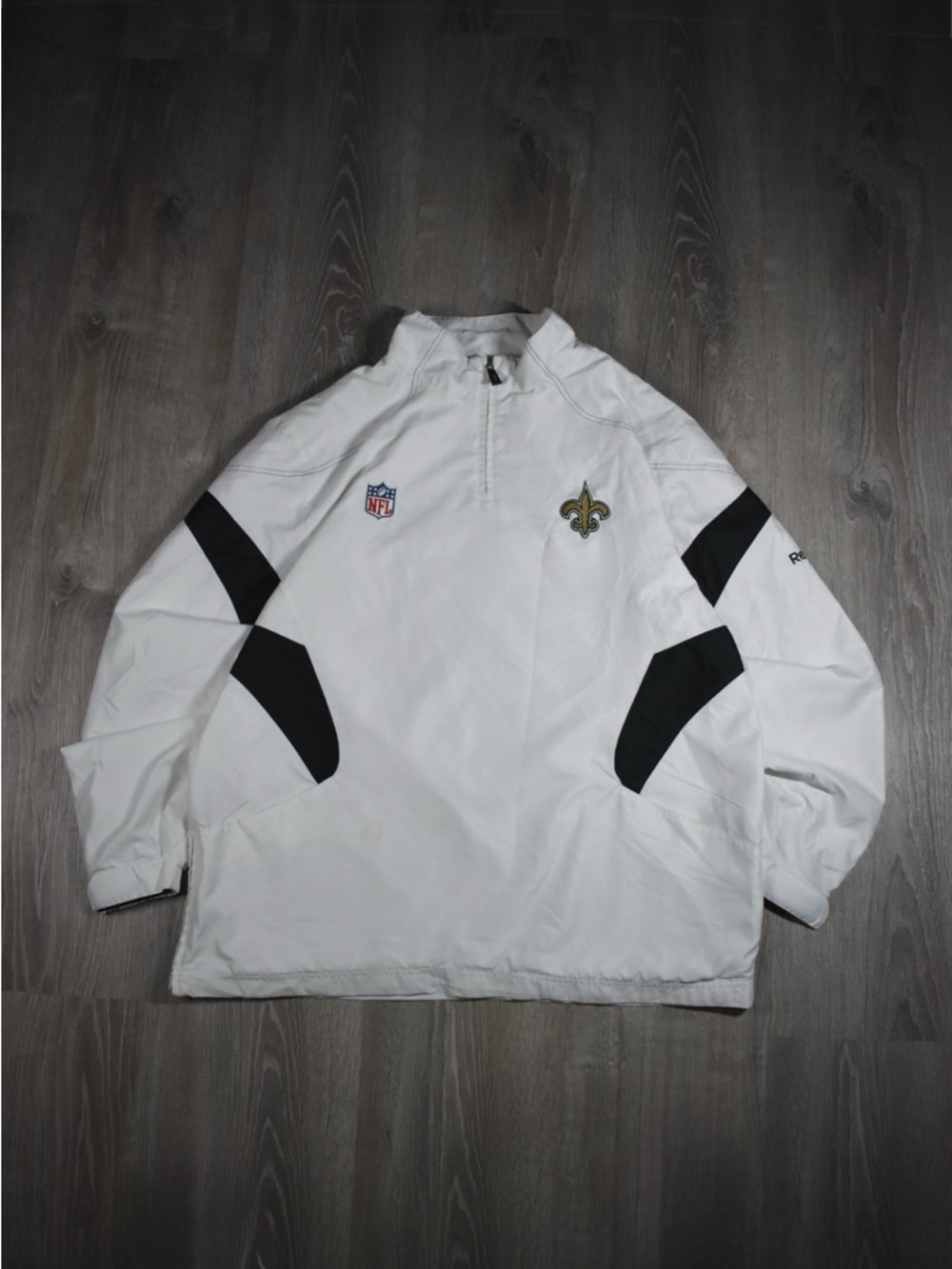 Vintage Reebok NFL Onfield New Orleans Saints Quarter Zip Windbreaker Size XL